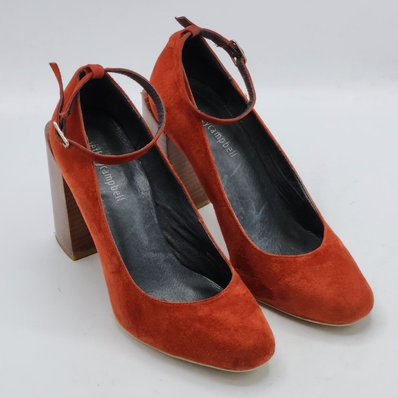 Jeffrey Campbell Leather Suede Mary Jane Block Heels In Rust Size 8.5 - Picture 3 of 15